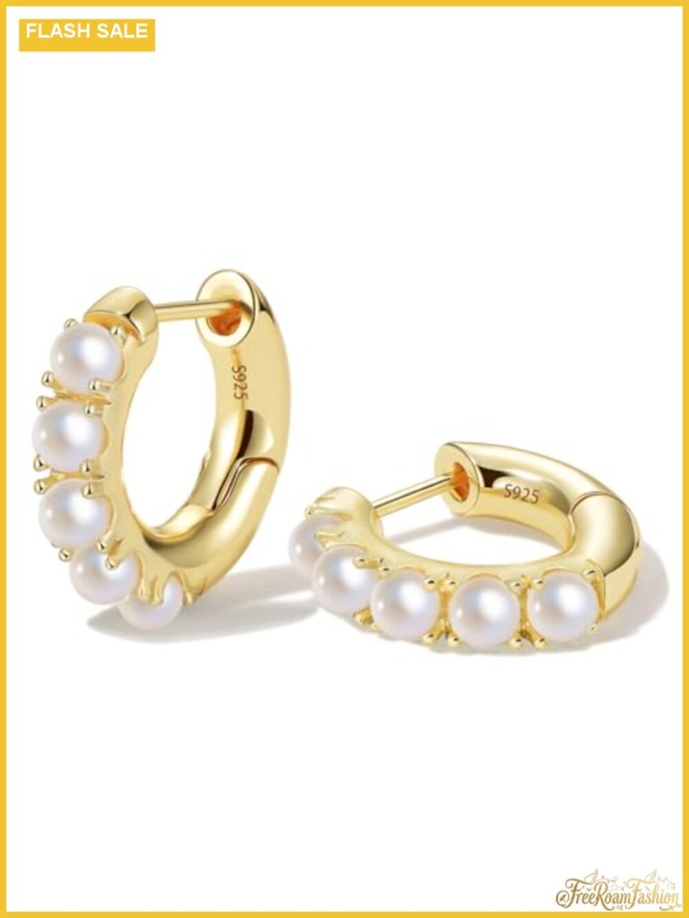 925 Sterling Silver Gold Plated Cubic Zirconia Huggie Hoop Earrings for Women